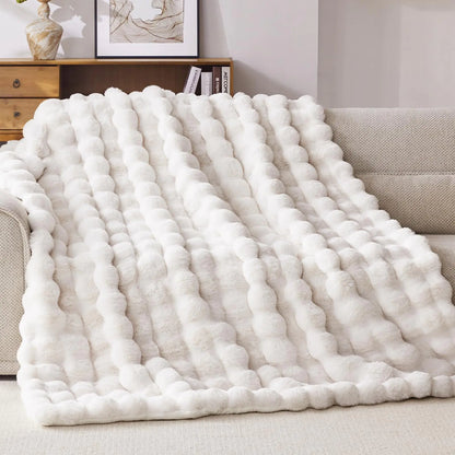 LuxeWave Creamy Faux Fur Blanket